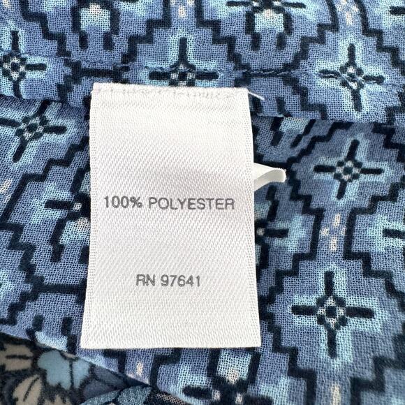 J. Jill Womens Blouse Top Size M Floral Flowy Sheer Boho Feminine Blue - Picture 6 of 8